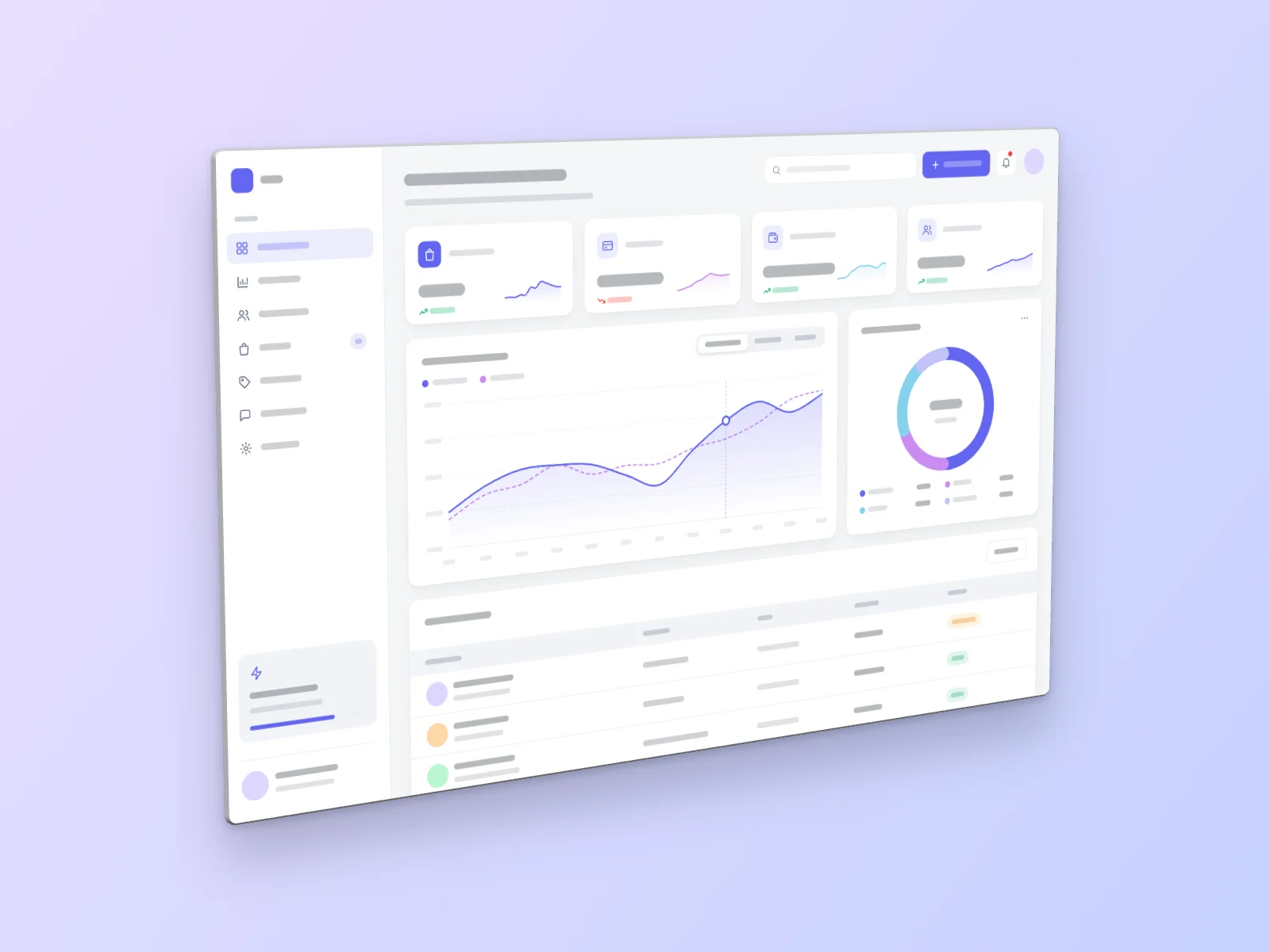 Analytics Dashboard UI screenshot, left angle