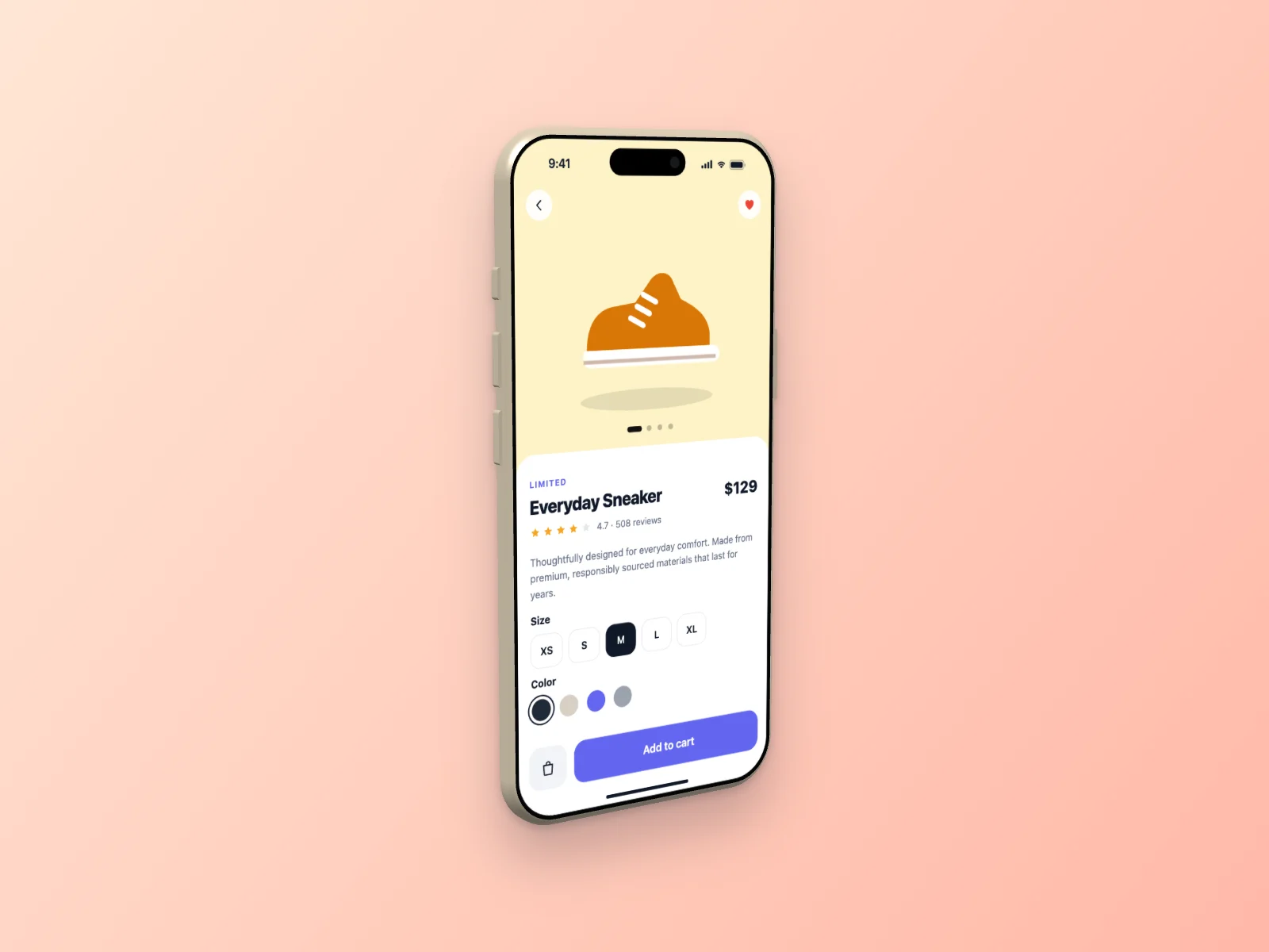 E-commerce Store mockup on iPhone Air, left angle