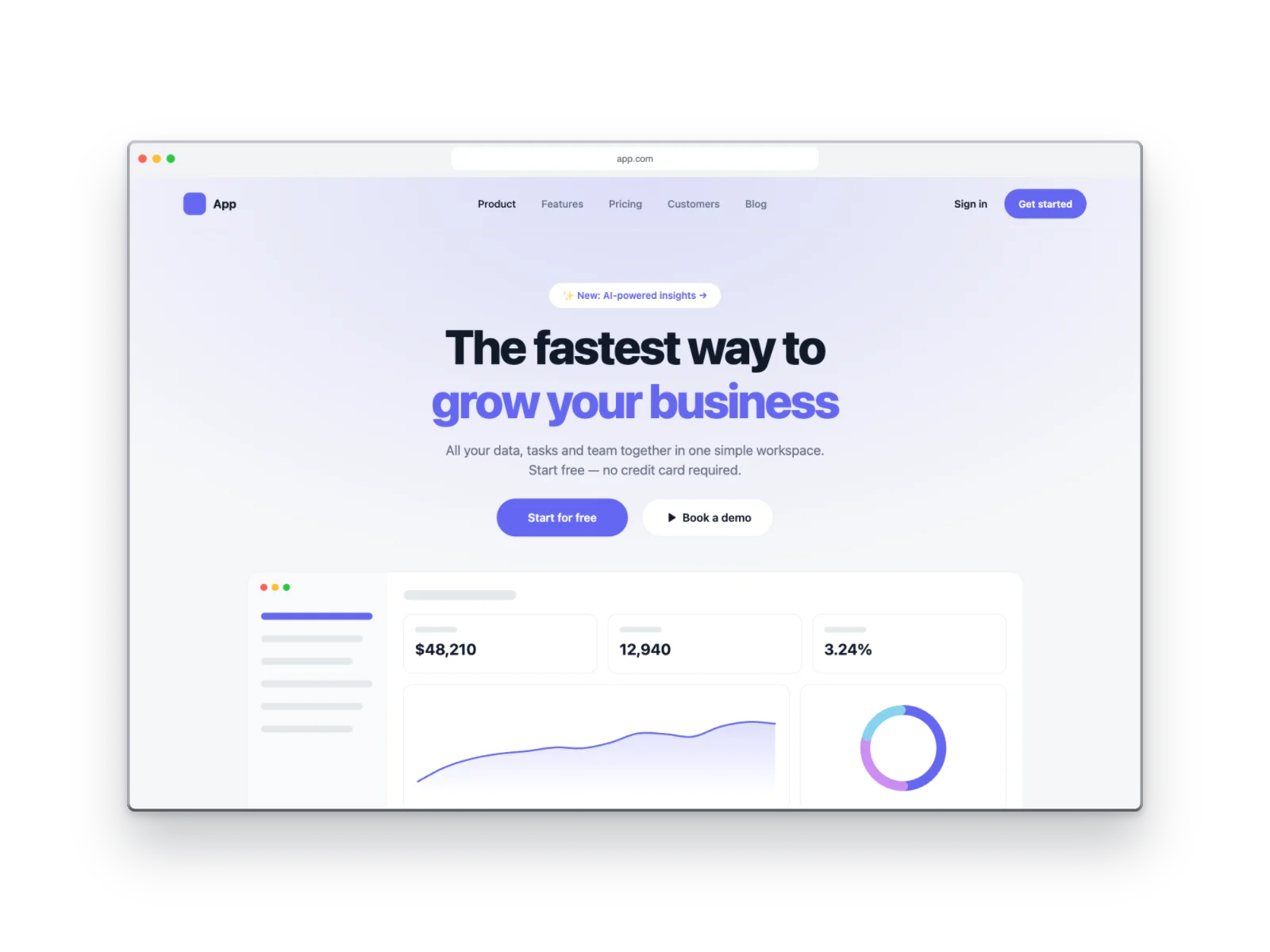 Landing Page mockup on Browser Window