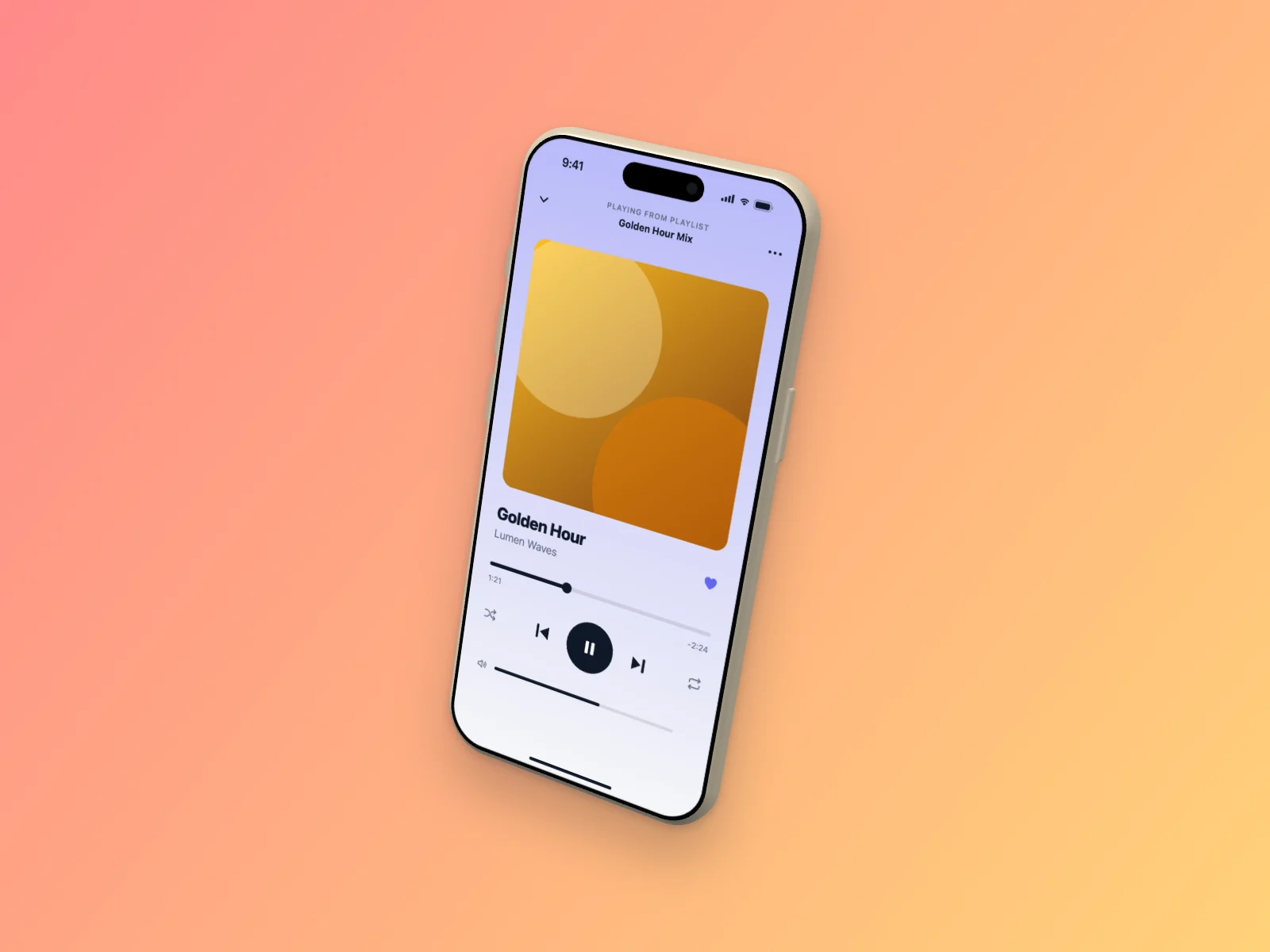 Music Player mockup on iPhone Air, floating 3D