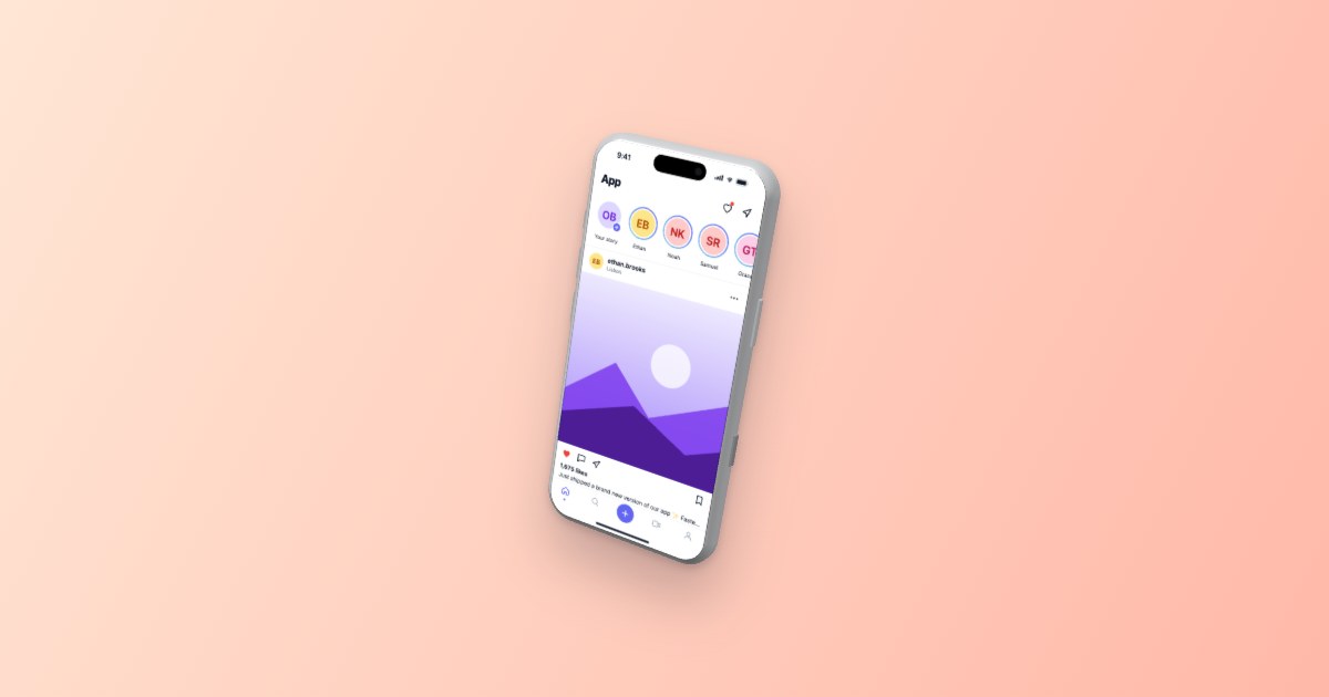 Social Media App on iPhone 17 Pro Mockup (Floating 3D, Peach)